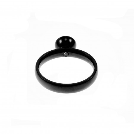 Dames Ring met Zirkonia-Schroefelement - Zwarte Stalen
