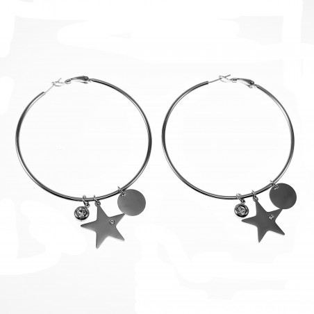 ∅60mm Ster Oorringen Dames Stalen Zilver Kleur Orbellen met Hangers