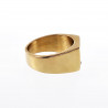 Zegelring Heren Stalen Gepolijst Goud Kleur Ring met Zirkonia Steen
