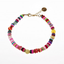 Multicolour Polymeer Armband Dames - Stalen Goud Kleur - Kleurrijke Kralenarmband