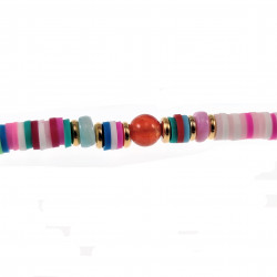 Multicolour Polymeer Armband Dames - Stalen Goud Kleur - Kleurrijke Kralenarmband