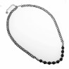 Ketting met Kralen Heren - Vulkanische Lava - Stalen Vintage Zilverkleur - Cubaanse Schakelsketting Verstelbar