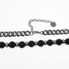 Ketting met Kralen Heren - Vulkanische Lava - Stalen Vintage Zilverkleur - Cubaanse Schakelsketting Verstelbar