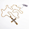 55cm Jacseron Ketting + Kruishanger Heren - Stalen Goudkleur