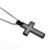 Ketting + Kruishanger Unisex Stalen Zilver Kleur PVD Coating Zwart