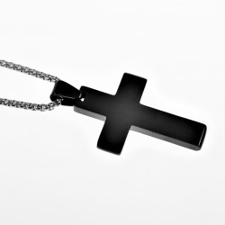 Ketting + Kruishanger Unisex Stalen Zilver Kleur PVD Coating Zwart