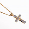 65cm Jasseron Ketting + Kruishanger Heren - Stalen Goudkleur-Zilverkleur