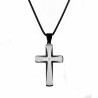 Jacseron Ketting + Kruishanger Heren Stalen Zwarte PVD-Coating/Zilver