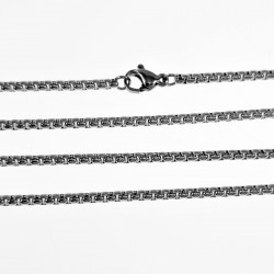 60cm x 2,5mm Jasseron Ketting + Kruishanger Heren - Stalen Zilverkleur