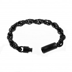 19mm Gevlochten Armband Heren Stalen PVD Coating Zwart Schakelarmband