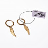 Oorbellen Unisex - RVS Goudkleur - Oorringen met Engelenvleugel Hanger