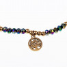 Elastische Armband Dames Glaskralen Multicolor RVS Levensboom