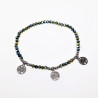 Elastische Armband Dames Groenachtig Glaskralen RVS Levensboom