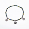 Elastische Armband Dames Groenachtig Glaskralen RVS Levensboom