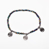 Elastische Armband Dames - Multicolor Facet Geslepen Glaskralen - RVS Zilverkleur - Levensboom