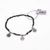 Elastische Armband Dames Blauwgrijze Glaskralen RVS Zilver Levensboom