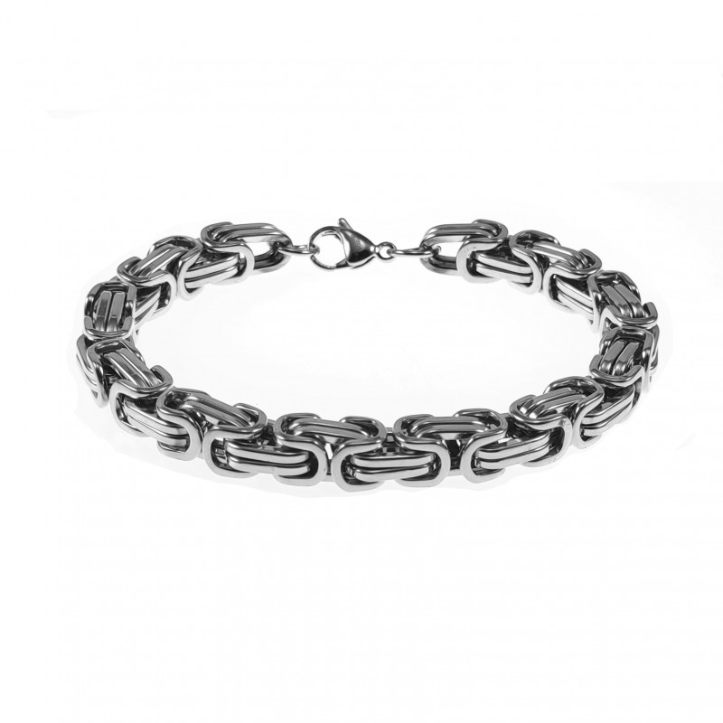 8mm Vierkante Koningsarmband - Stalen Zilver Kleur - Schakelarmband