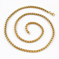 3mm Jasseron Schakelketting - Stalen Goud Kleur - Ketting Dames - Heren
 Ketting Lengte-60 cm Dikte-3,0 mm