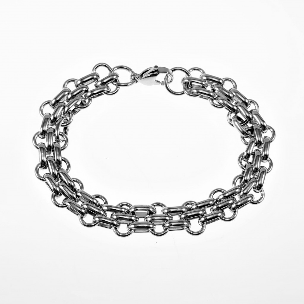Baan tijdschrift weigeren Bredte Armband Dames - Stalen Zilver Kleur - Schakelsarmband Armband-Lengte  22 cm