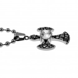 60cm Kogelketting + Kruis Hanger Unisex - Stalen Zilverkleur - Kruishanger met Zikonia Steen