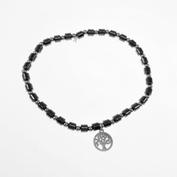 Levensboom Armband Unisex Hematiet Antraciet RVS Kralen Kralenarmband