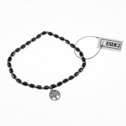 Levensboom Armband Unisex Hematiet Antraciet RVS Kralen Kralenarmband