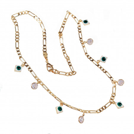 Bescherming Figaro Ketting Dames Groene Turkse Ogen 14K Goud Plated