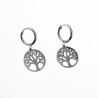 ∅14mm Oorringen met Levensboom - Stalen Zilver Kleur - Oorbellen Dames