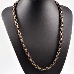 7mm Vierkant Koningsketting Heren - Stalen Zwarte PVD en Goudkleur - Schakelketting