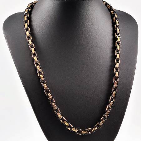 7mm Vierkant Koningsketting Heren - Stalen Zwarte PVD en Goud Kleur - Schakelketting