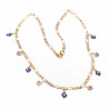 Bescherming Figaro Ketting Dames - Blauwe Turkse Ogen - Gold Plated - Geluk - Schakelketting