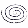 21cm Blauwe Agaat Kralenarmband Heren Stalen Zilver Kleur Natuursteen