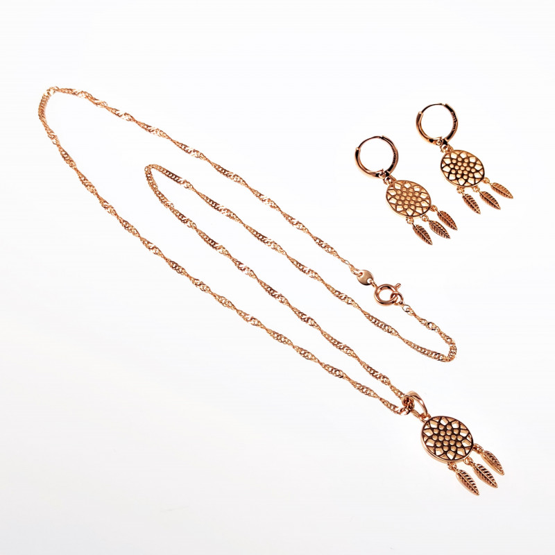 Dromenvanger Ketting en Oorbellen Dames - Rose Gold Plated - XUPING Sieradenset