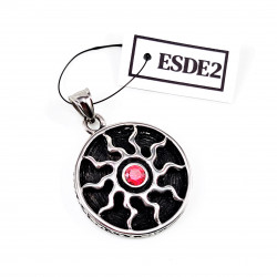 Medaillon Unisex Roestvrij Stalen Zilver Kleur Ronde Hanger met Zon