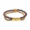 Dubbele Armband Tijgeroog Steen Bruin Leren Vossenstaart Schakels RVS