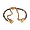 Dubbele Armband Tijgeroog Steen Bruin Leren Vossenstaart Schakels RVS