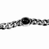 Cubaanse Armband met Onyx Steen Unisex - Verouderd Roestvrij Staal - Schakelarmband