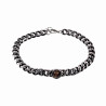 Cubaanse Armband met Tijgeroog Steen Verouderd Staal Schakelarmband
