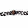 Cubaanse Armband met Tijgeroog Steen Verouderd Staal Schakelarmband