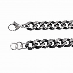Cubaanse Armband met Tijgeroog Steen Verouderd Staal Schakelarmband
