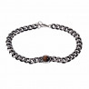 Cubaanse Armband met Tijgeroog Steen Verouderd Staal Schakelarmband