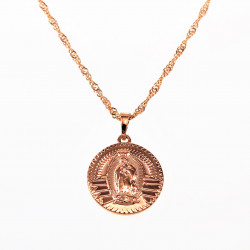 Ketting met Maagd Guadalupe Hanger - Rose Gold Plated Sieradenset