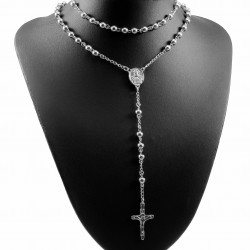 6mm Rozenkrans Ketting Heren - Roestvrij Stalen Zilverkleur - Kralen Ketting