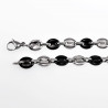 60cm x 9mm Koffieboon Ketting UnisexStalen Zilver Kleur/Zwart PVD