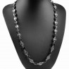 60cm x 9mm Koffieboon Ketting UnisexStalen Zilver Kleur/Zwart PVD