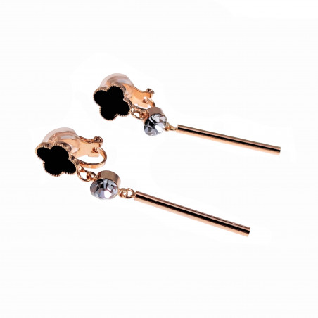 Ovale Clip-on Oorbellen met Parel Zirkonia's Rosé Gold Plating