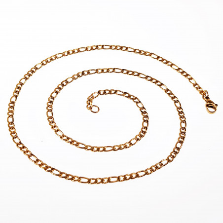 3mm Figaro Ketting Dames Heren Stalen Goud Kleur Schakelketting