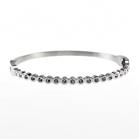 Bangle Dames - Armband Cirkels met Kristal - Stalen Zilver Kleur