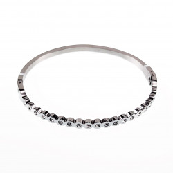 Kristal Bangle Dames - Armband met Cirkels - Stalen Zilverkleur