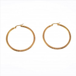 ∅45mm Oorringen Dames - Stalen Goud Kleur - Gestreepte Oorbellen